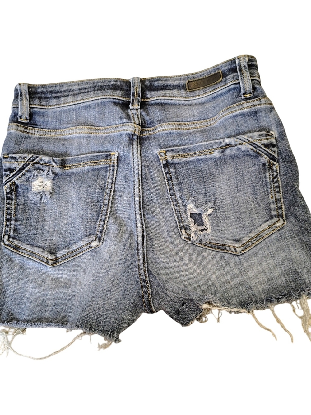 Buckle Black Light Blue Distressed cut Off Denim Shorts Size 28 Waist